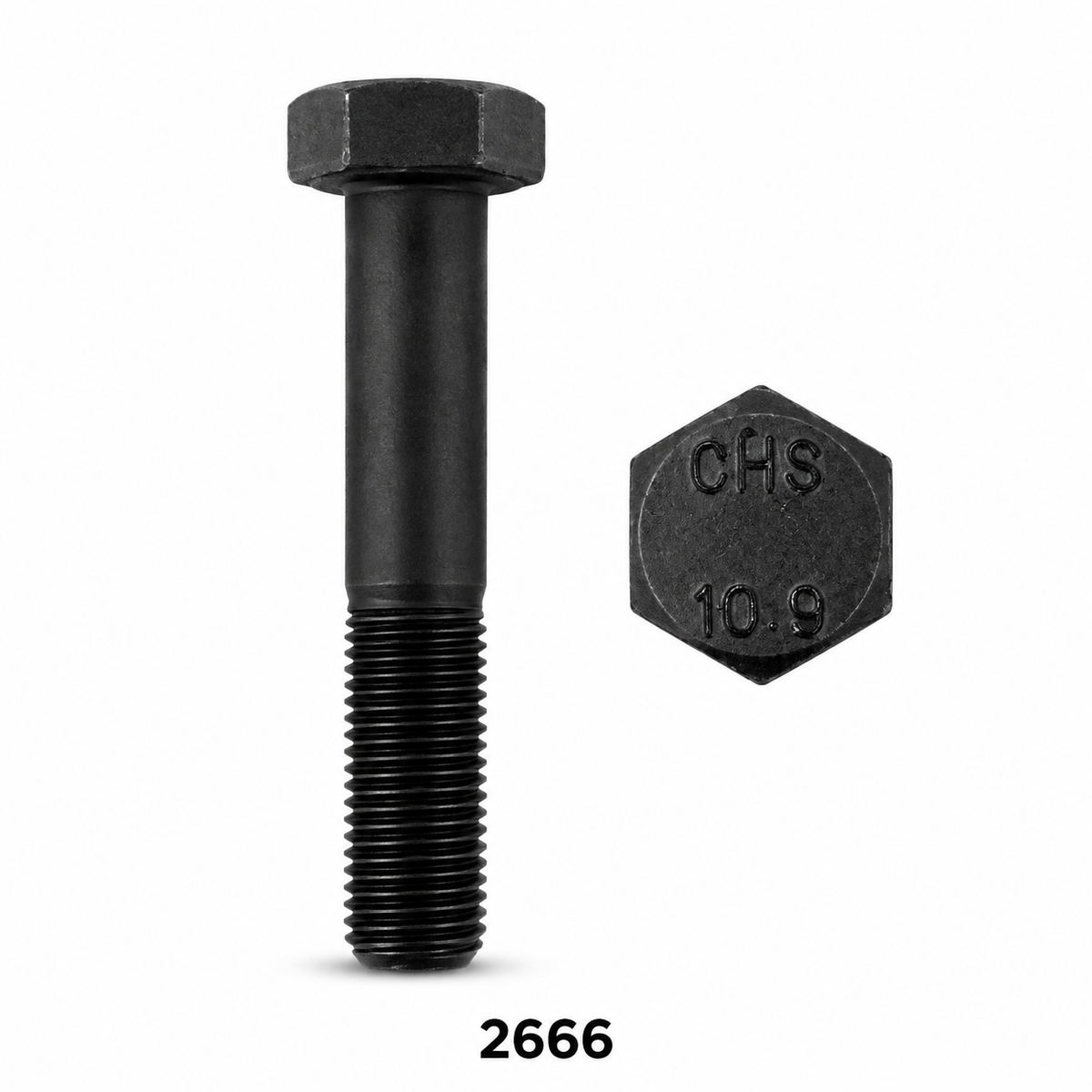 Perno Hexagonal Clase 10.9 M12-1.25 x 70 Pavonado Hilo Parcial - SKU 2666