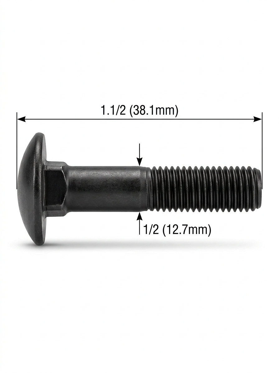 Perno Coche Negro Pavonado 1/2 X 1.1/2