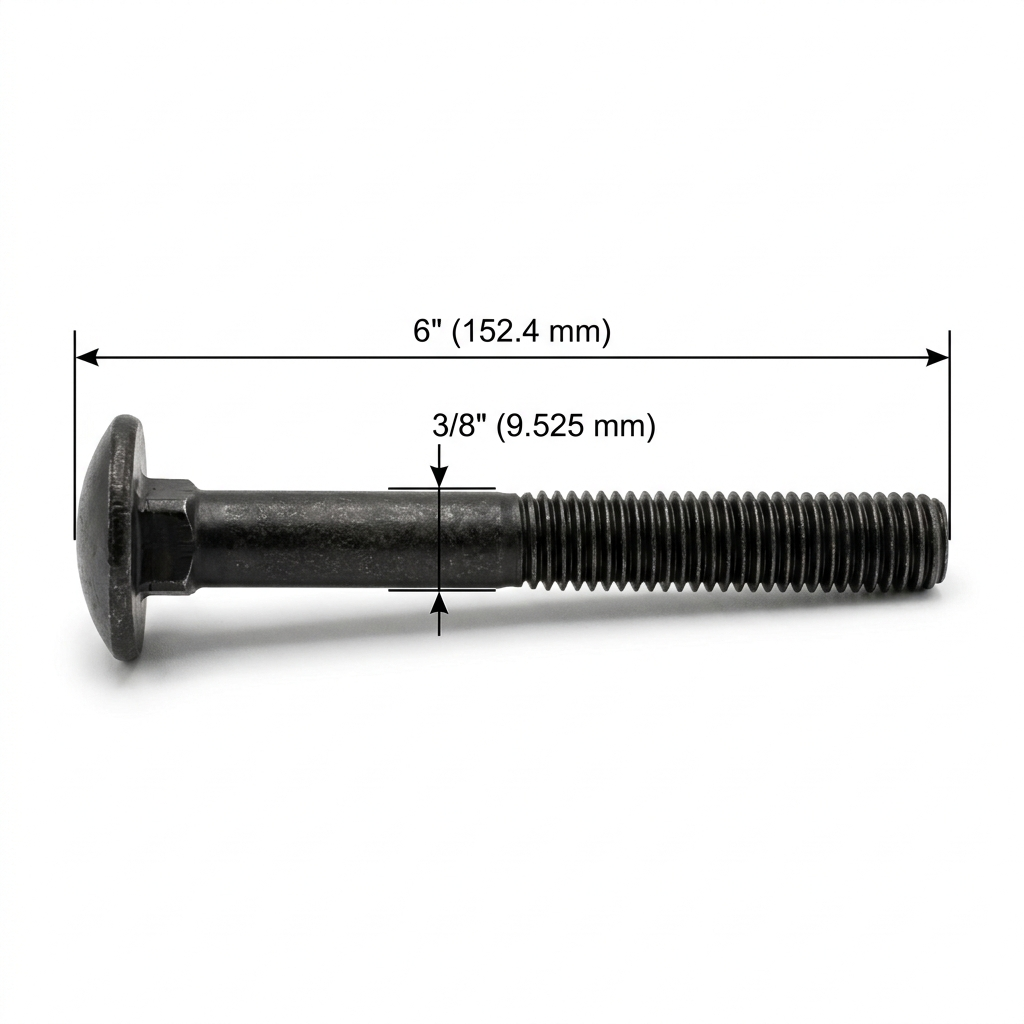 Perno Coche Negro Pavonado 3/8 X 6
