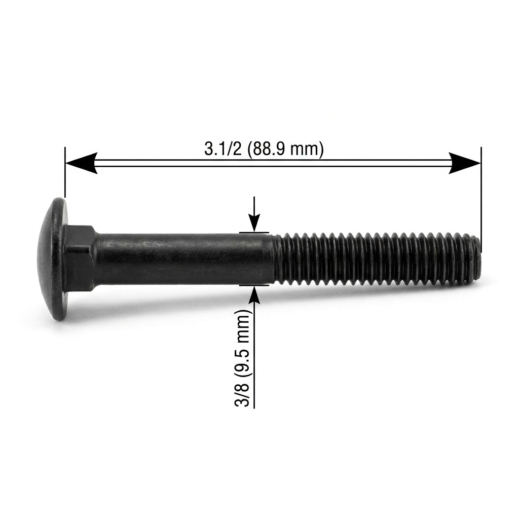 Perno Coche Negro Pavonado 3/8 X 3.1/2