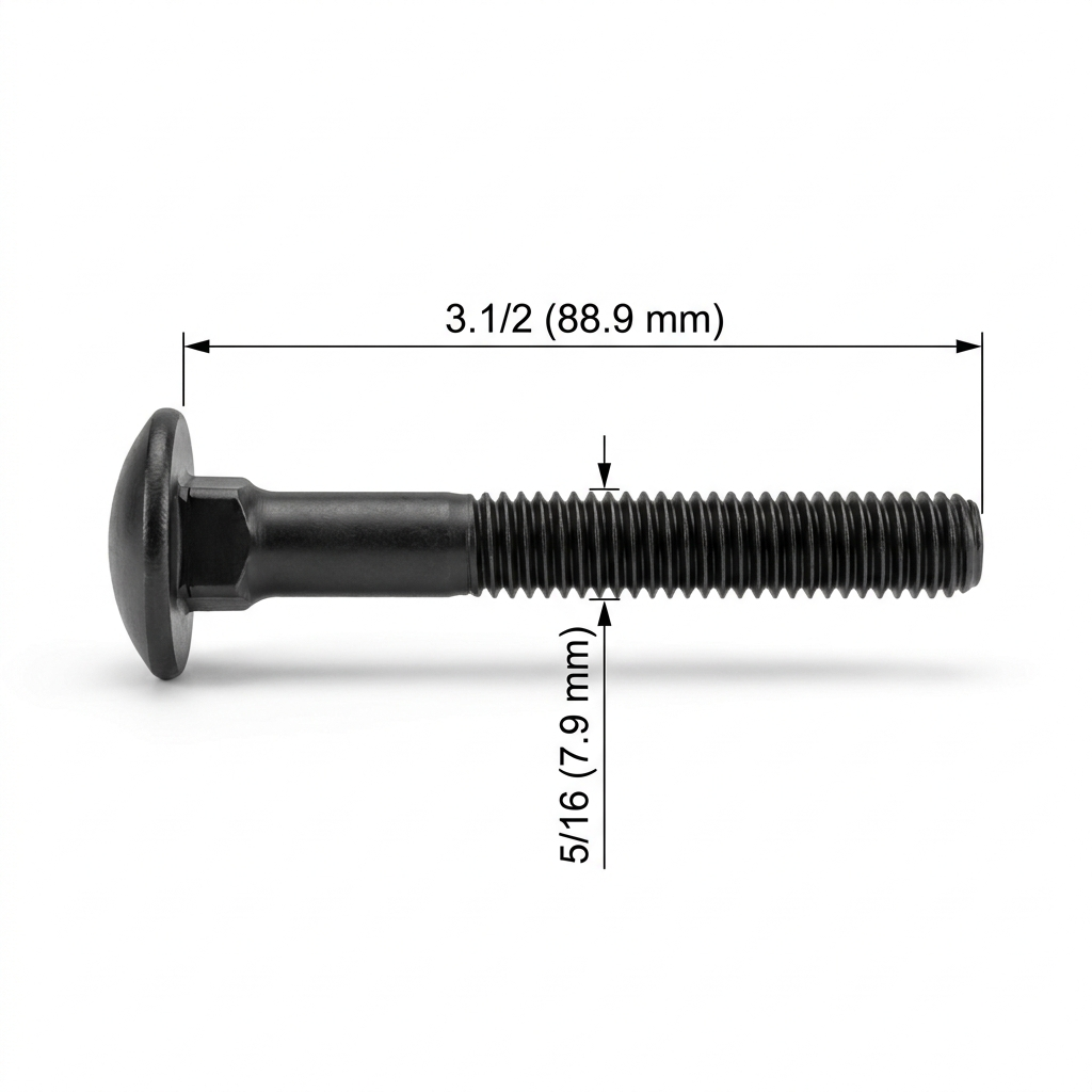 Perno Coche Negro Pavonado 5/16 X 3.1/2