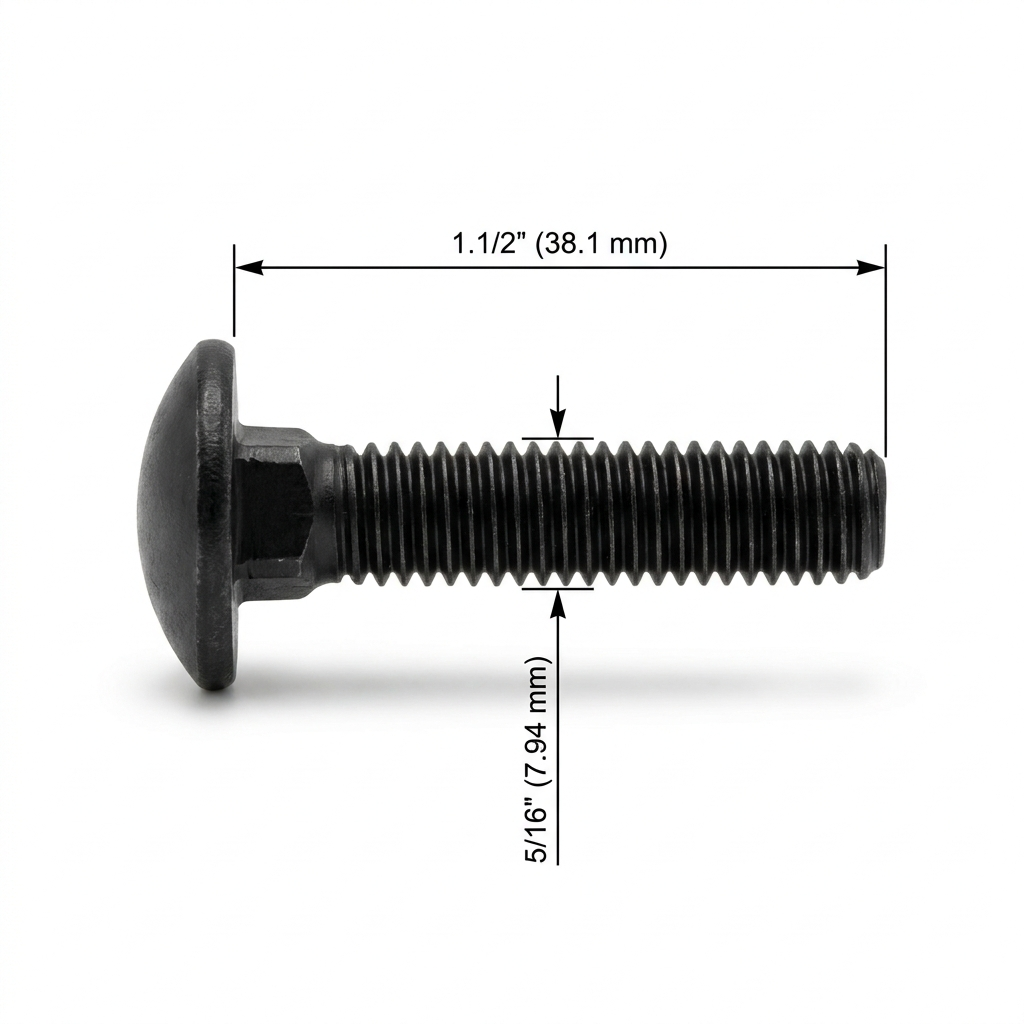 Perno Coche Negro Pavonado 5/16 X 1.1/2