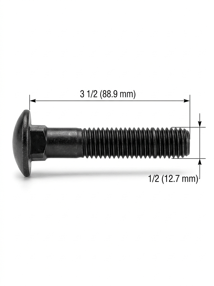 Perno Coche Negro Pavonado 1/2 X 3.1/2