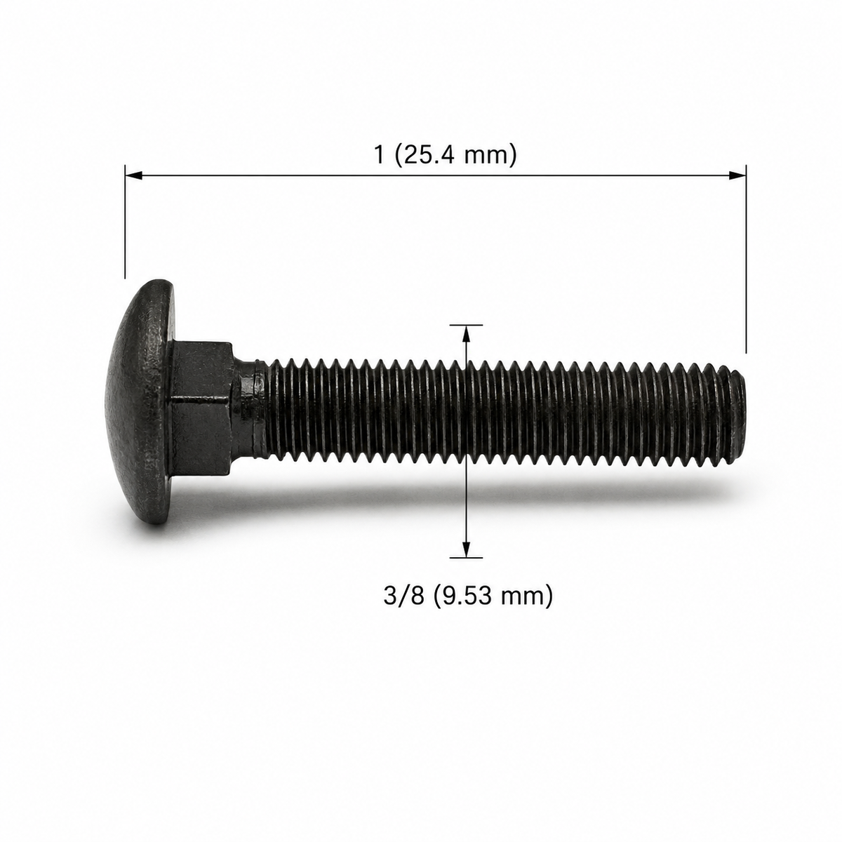 Perno Coche Negro Pavonado 3/8 X 1