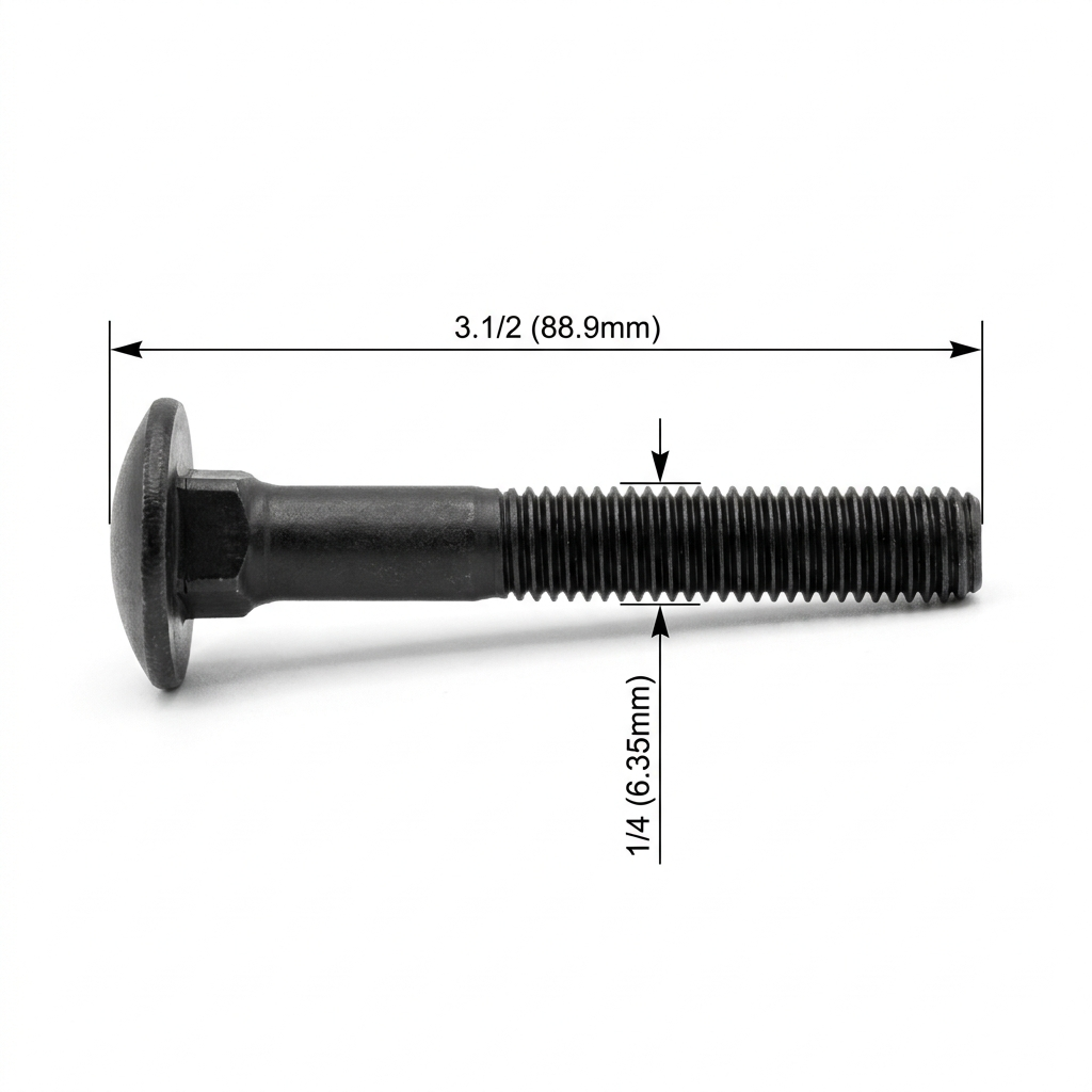 Perno Coche Negro Pavonado 1/4 X 3.1/2