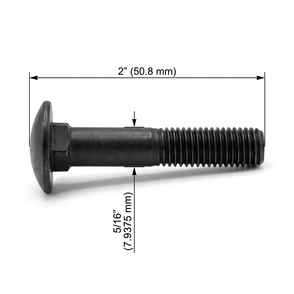 Perno Coche Negro Pavonado 5/16 X 2