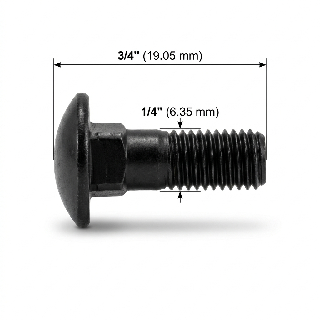 Perno Coche Negro Pavonado 1/4 X 3/4