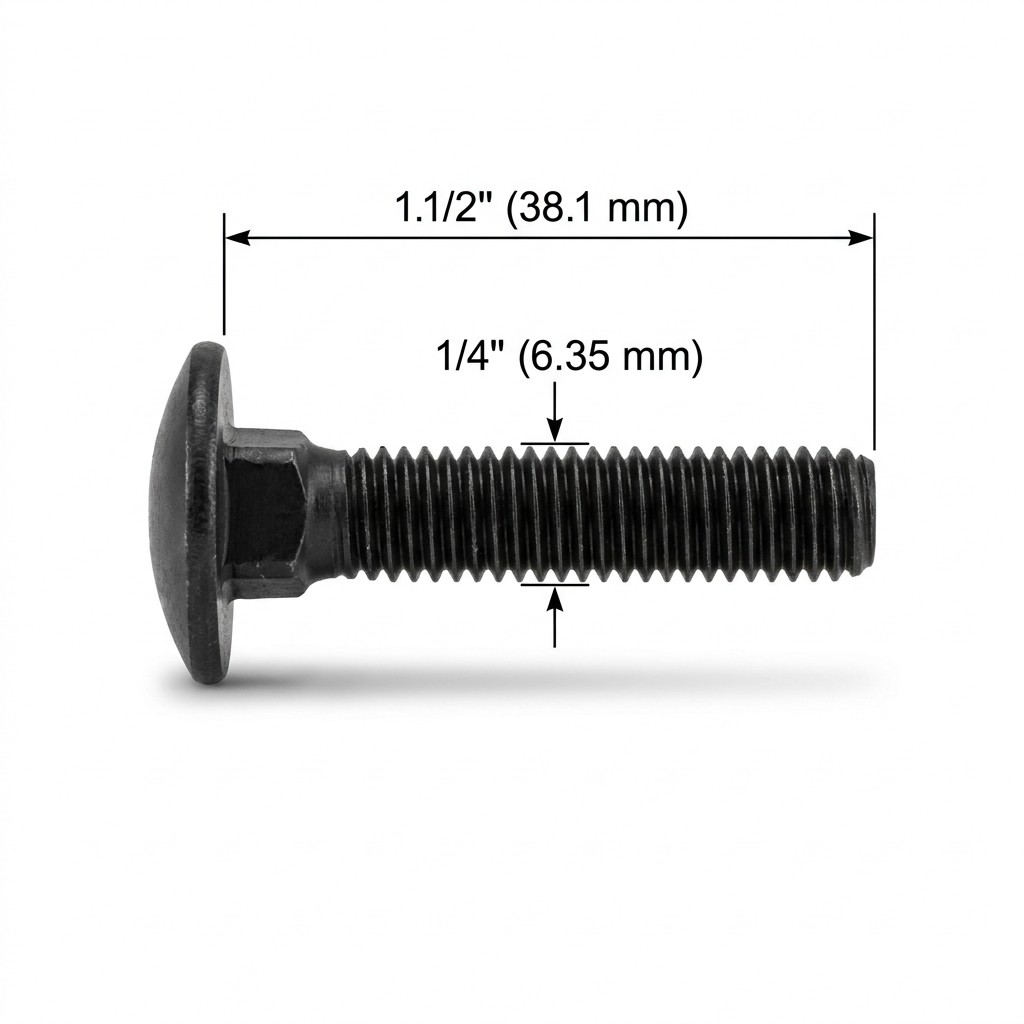 Perno Coche Negro Pavonado 1/4 X 1.1/2