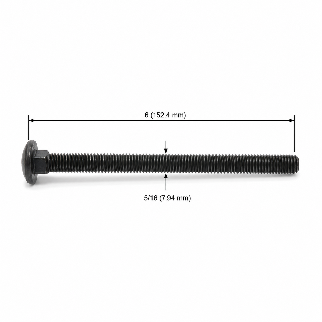 Perno Coche Negro Pavonado 5/16 X 6