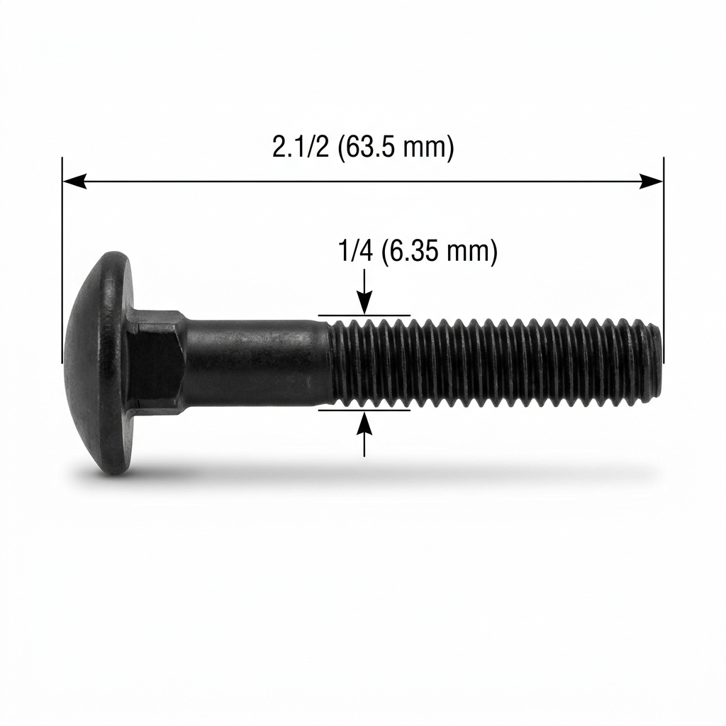 Perno Coche Negro Pavonado 1/4 X 2.1/2