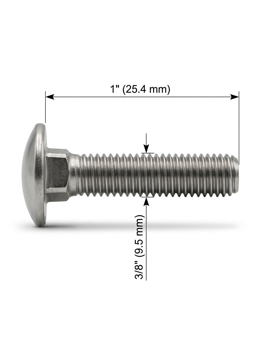 Perno Coche de Acero Inoxidable 3/8 X 3/4