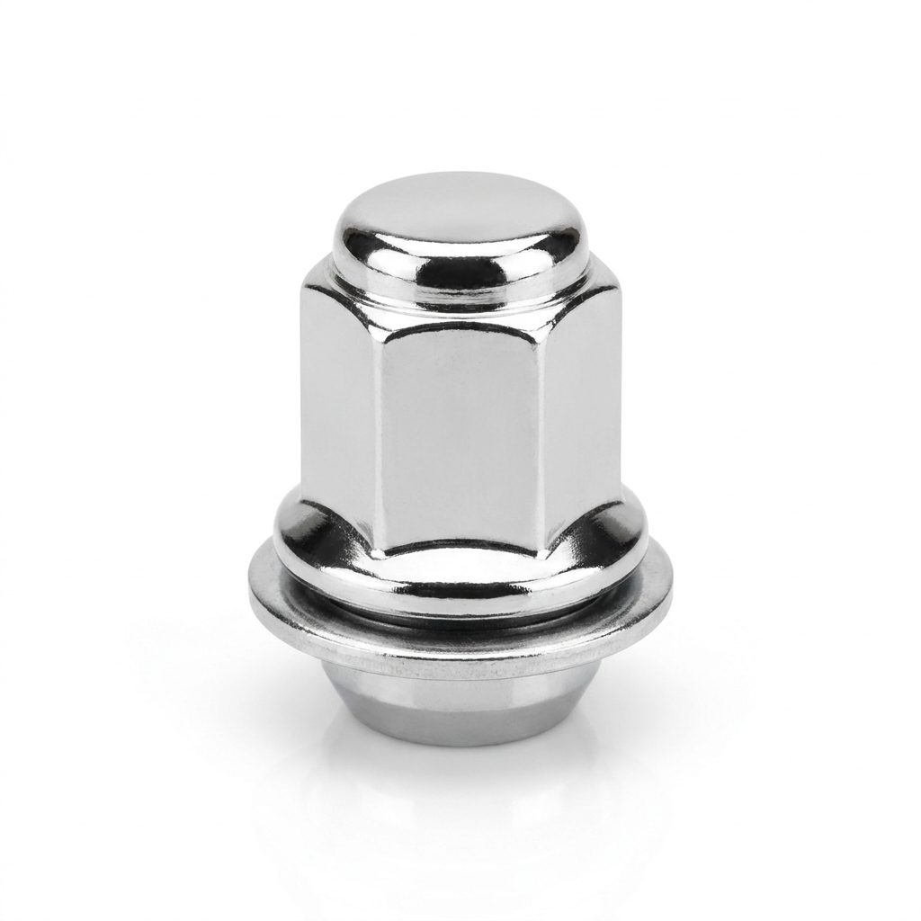 Tuerca de Rueda con Golilla atrapa birlo Cromada M12 x 1.5